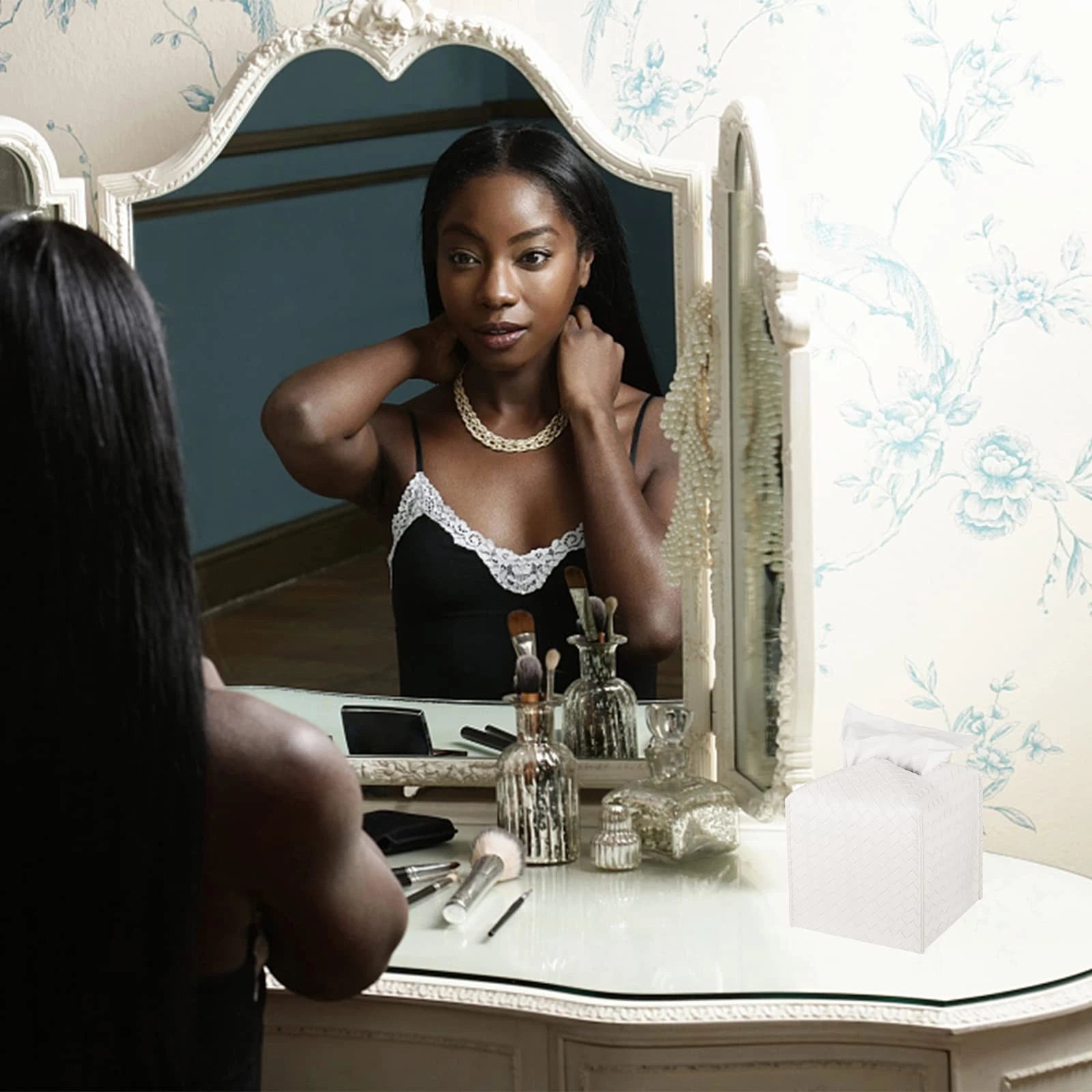 5x5x5 Inch White Leather Tissue Box Cover for Bathroom Vanity Desk Nightstand | eBay