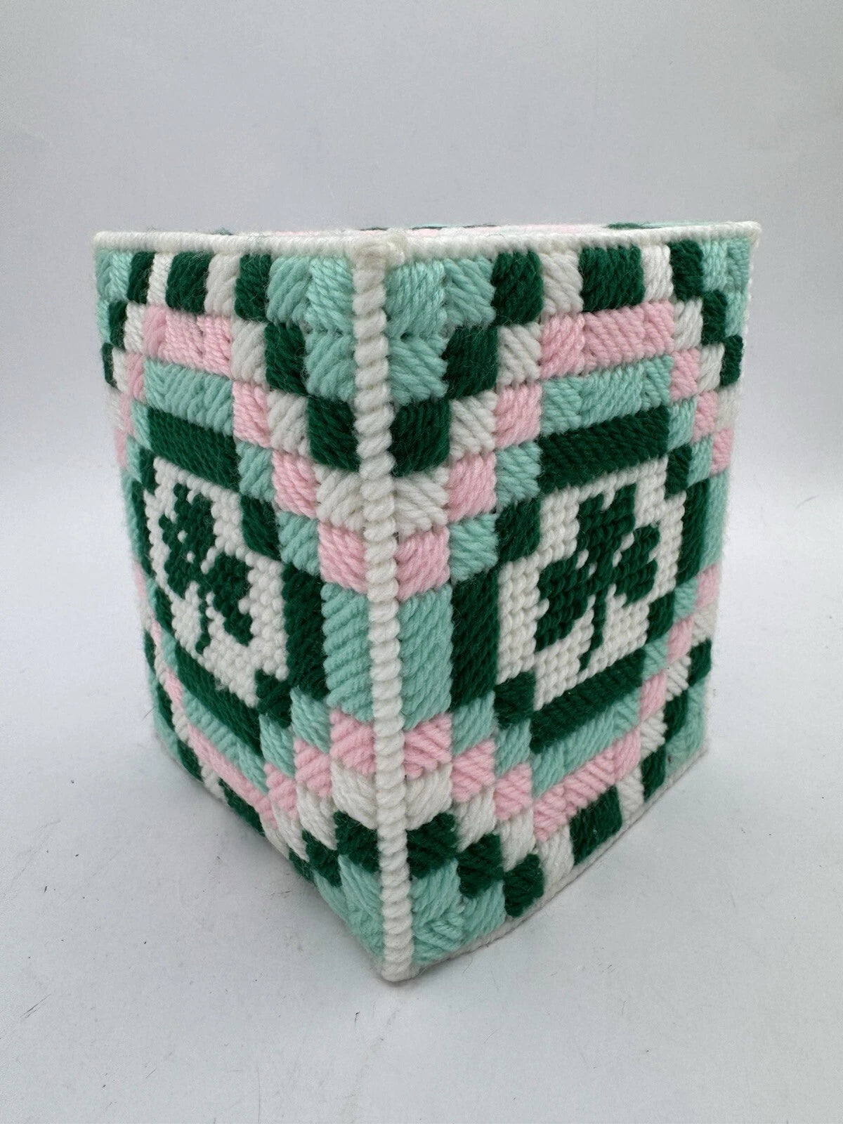 Needlepoint Canvas Small Tissue Box cover Saint Patrick’s Shamrock Vintage | eBay
