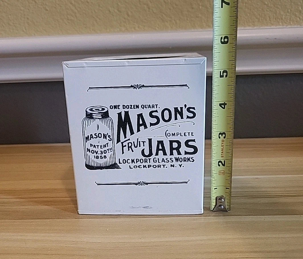 Vintage Tin Mason's Jars Logo Square Tissue Box Cover | eBay