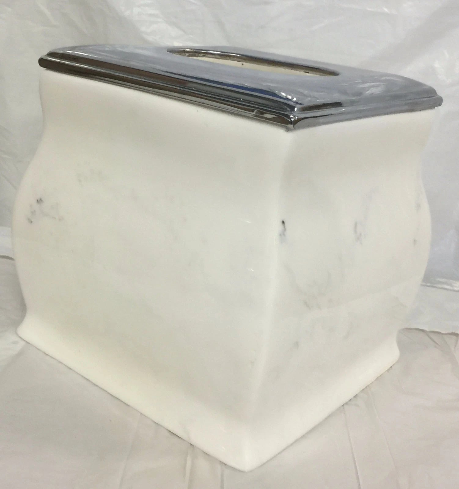 Brand New Ceramic Resin square tissue cover Tissue holder white with chrome top. | eBay