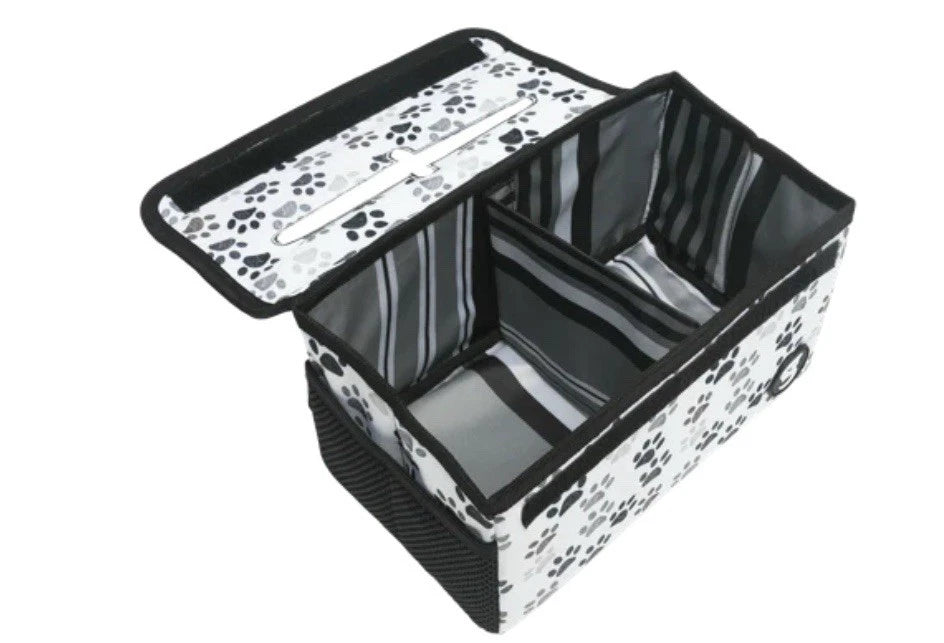 geckobrands Portable Car Headrest Visor Tissue Box Gray & White Paw Print Design | eBay