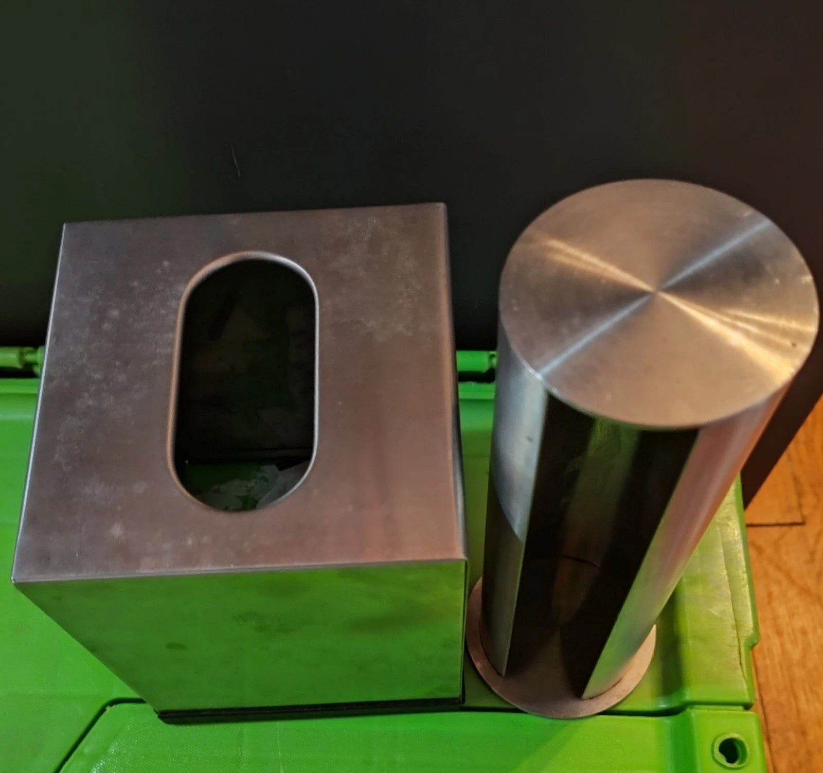 Stainless Steel Tissue box cover & Cotton pad holder w/lid Pre-Owned | eBay