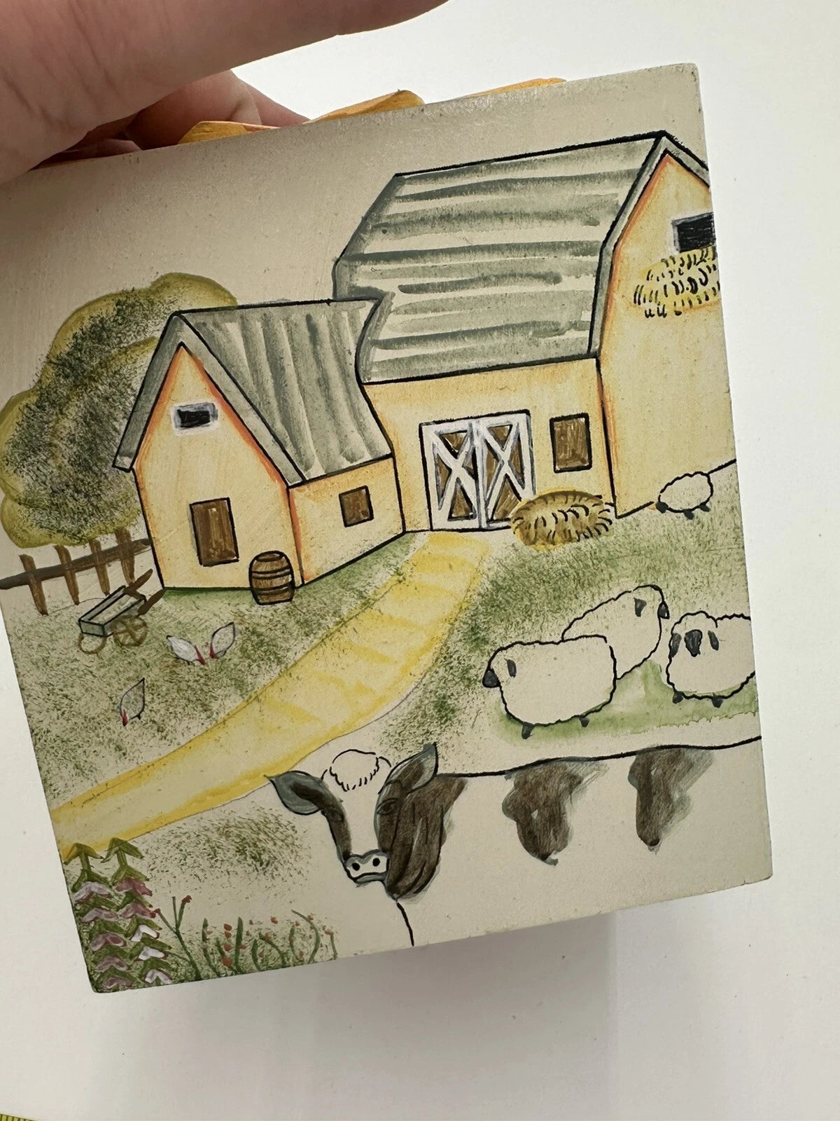 Farm Scenes With Animals Tissue Storage Box Holder Wooden Cover | eBay