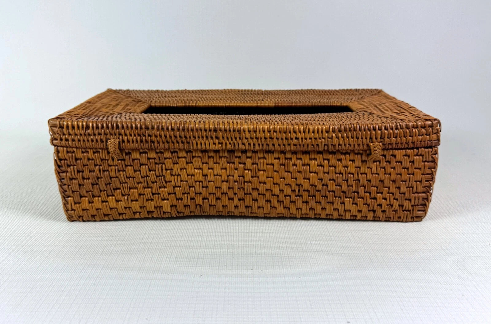 Vintage Wicker Rattan Woven Basket Long Tissue Box Cover Holder Box with Latch | eBay