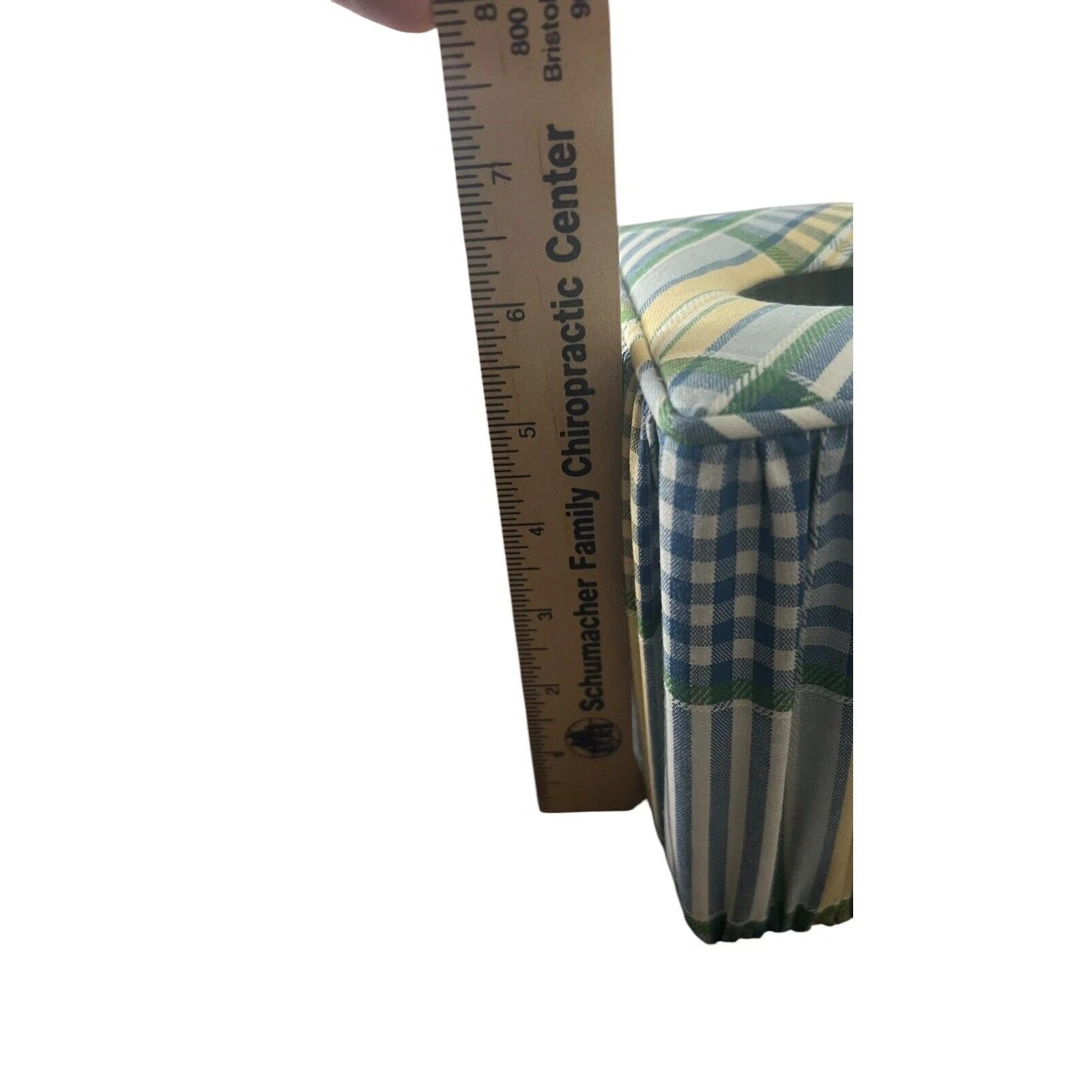 Vintage Tissue Box Cover Blue and Yellow Fabric Gingham Print EUC Waverly?? | eBay
