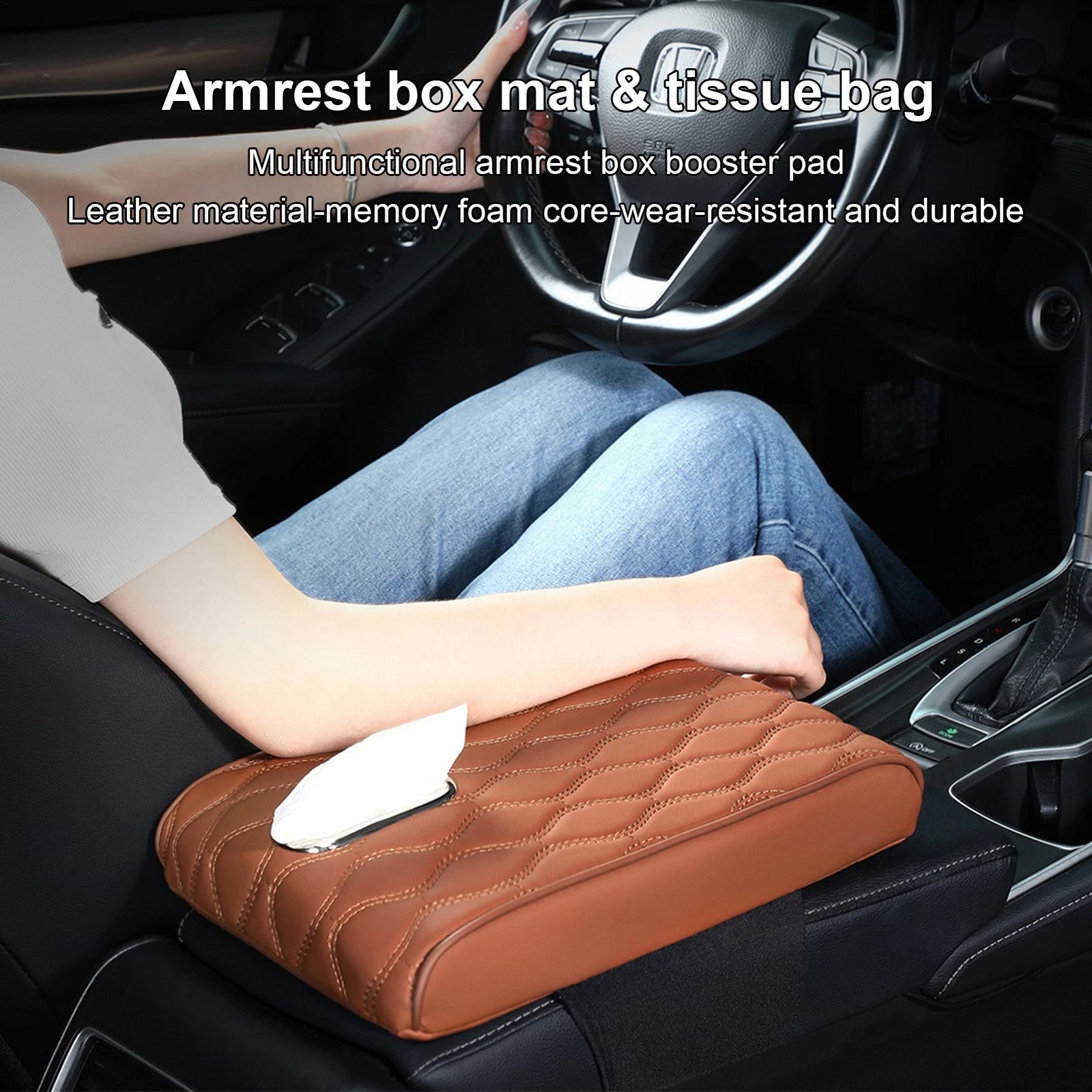 Car Armrest Cushion Raised Tissue Box Holder For Car Tissue Case Holder PU Leath | eBay