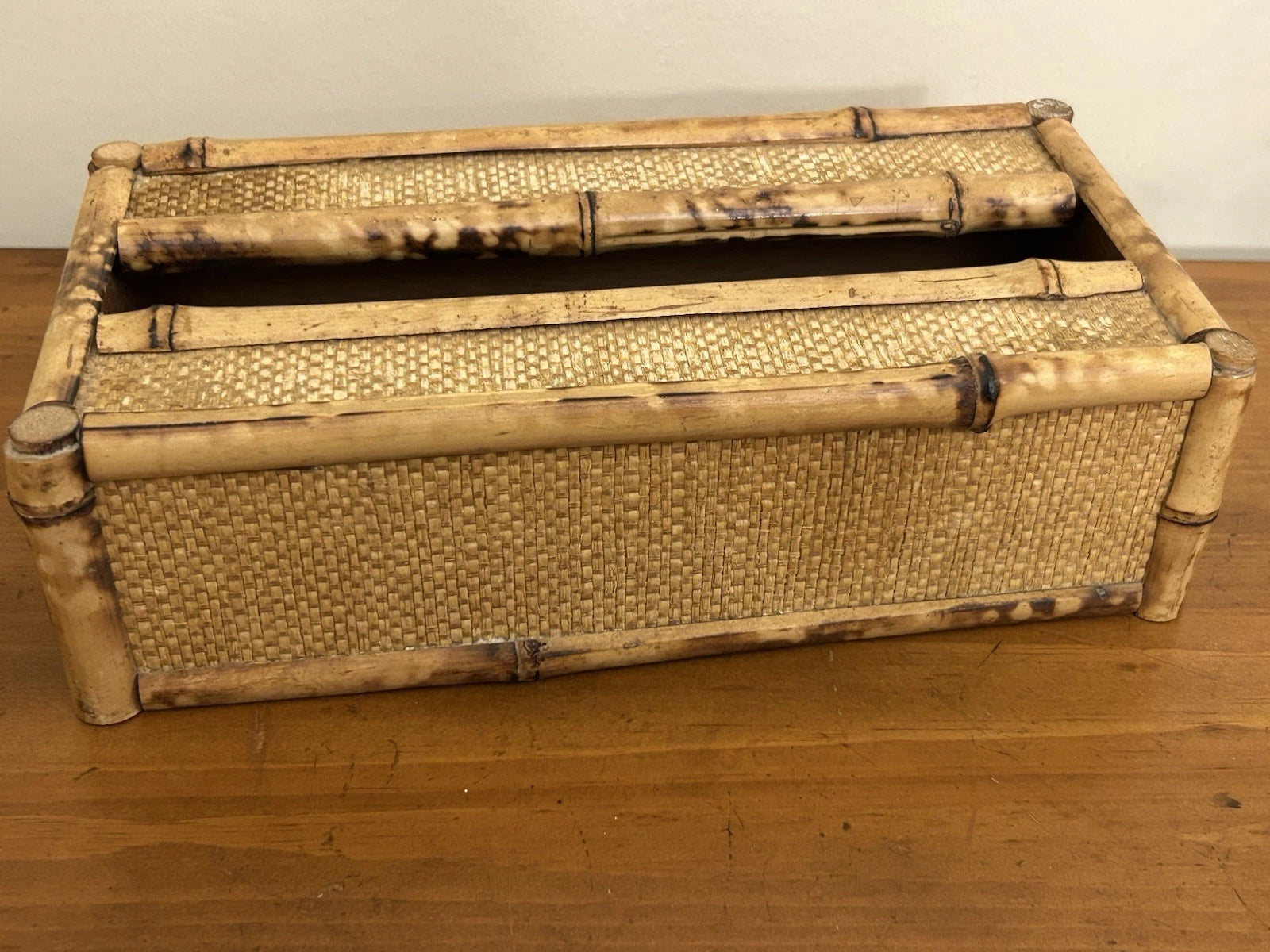 Vintage Bamboo & Wood Wooden Tissue Kleenex Box Cover Holder Rectangular | eBay