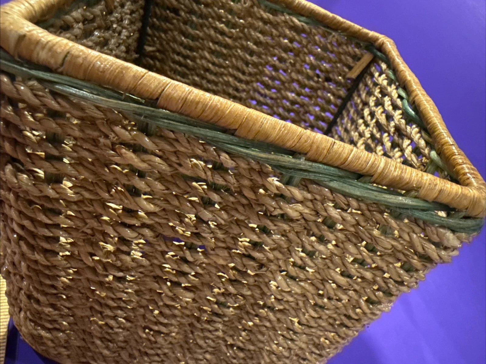 Square Natural Woven Wicker Green Detail Tissue Box Holder Plant Boho Retro G’ma | eBay