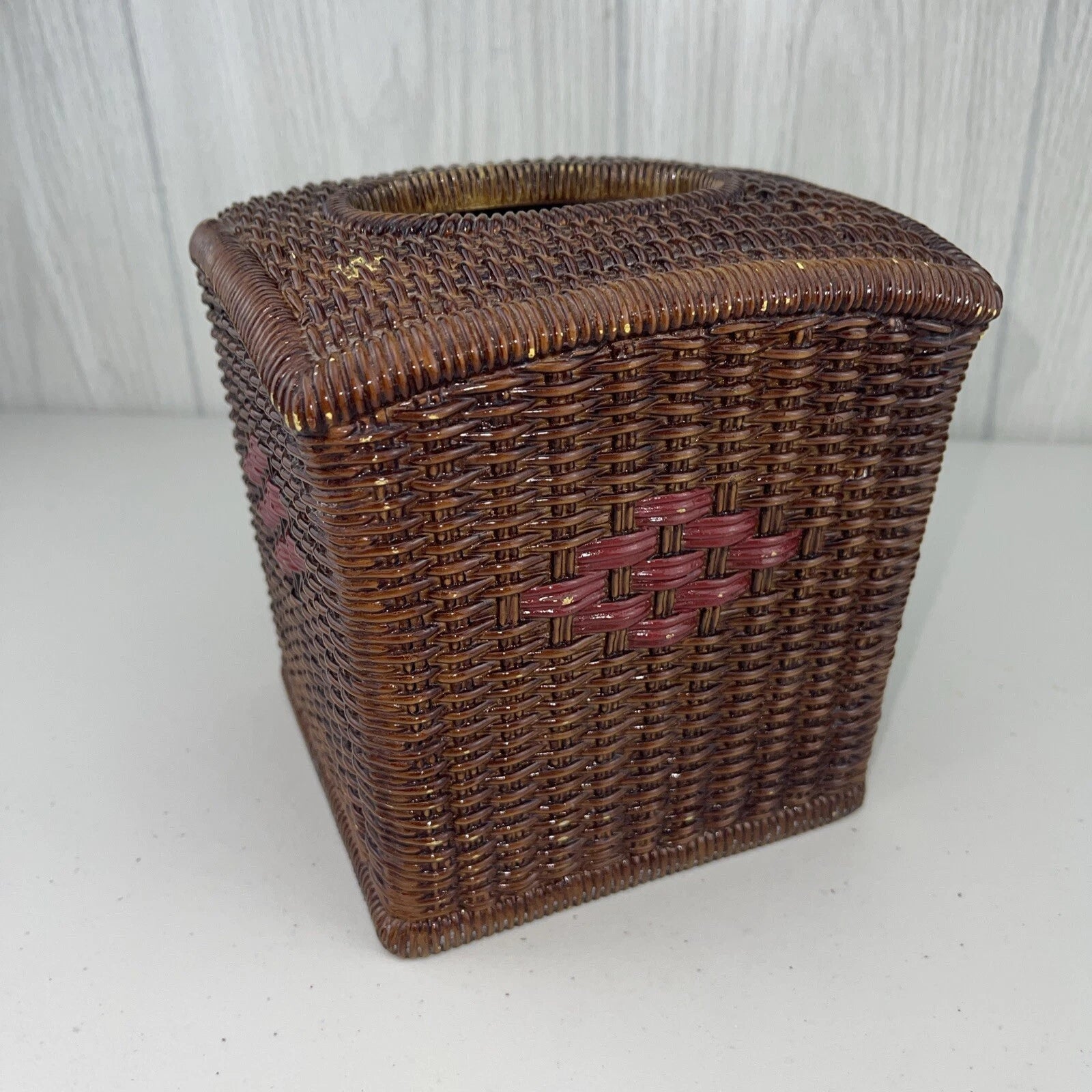 CERAMIC JC Penney Vintage Tissue Box Cover Wicker-Look | eBay