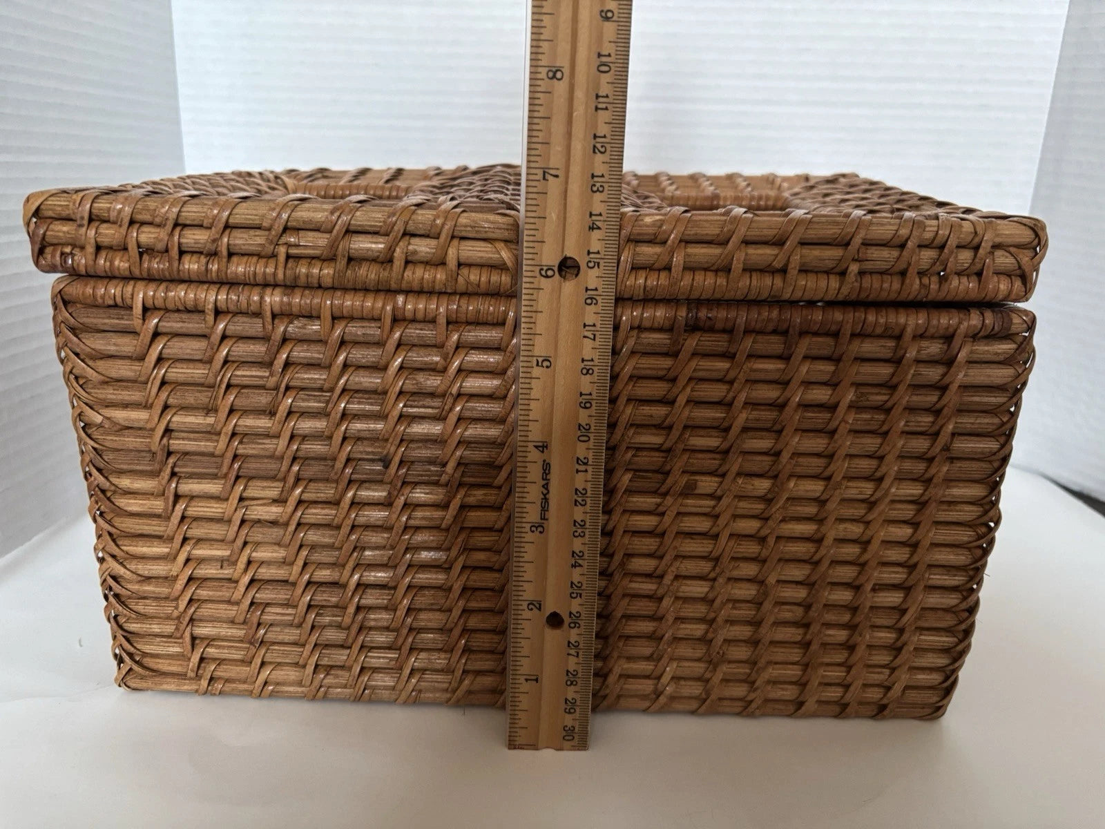Wicker Tissue Box Double Holder Woven Rattan 6.5”T X 11”W X 6”D 2 Hinged Lids | eBay