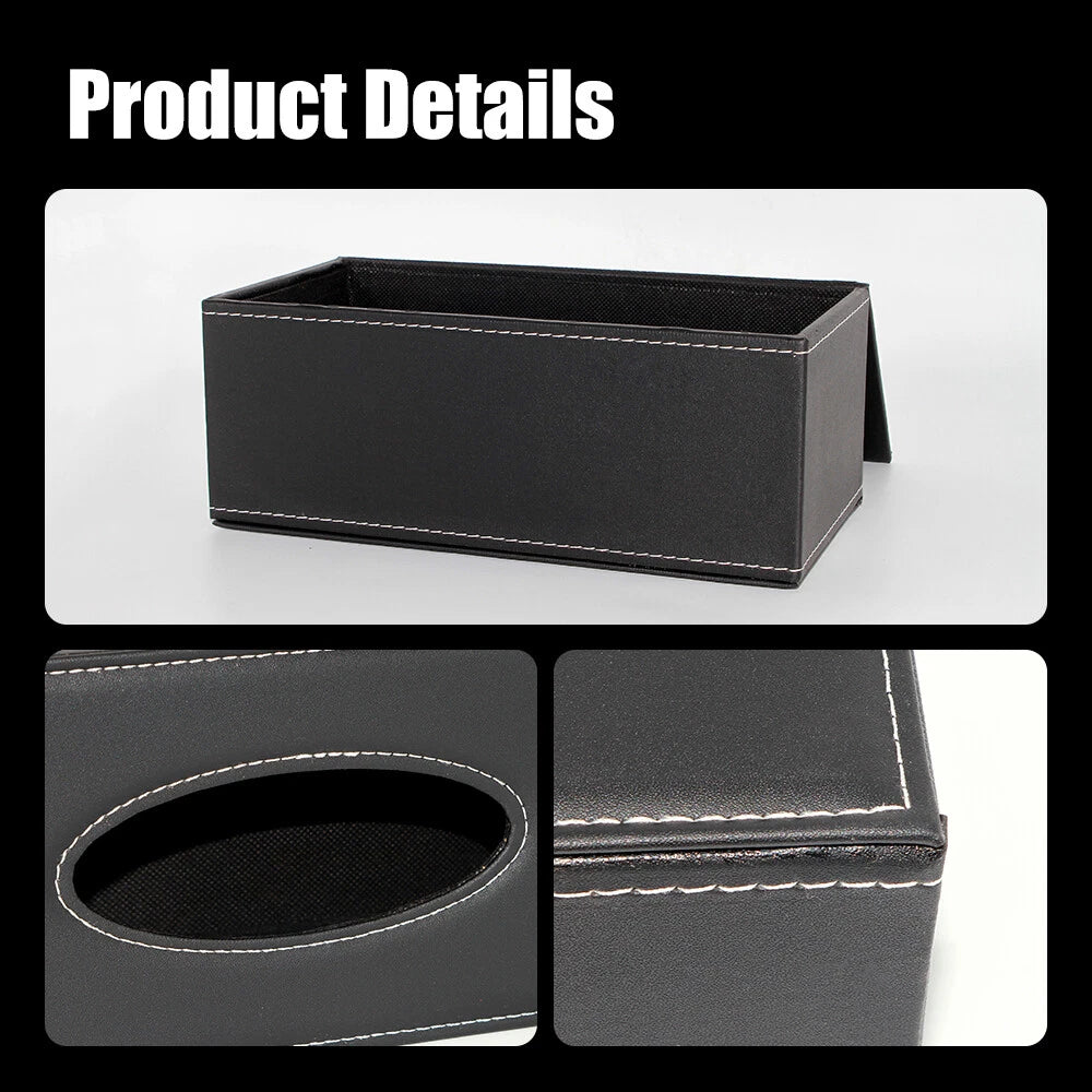 For 3.1" Tall Tissue Boxes (Black) PU Leather Tissue Box Cover Case Holder | eBay