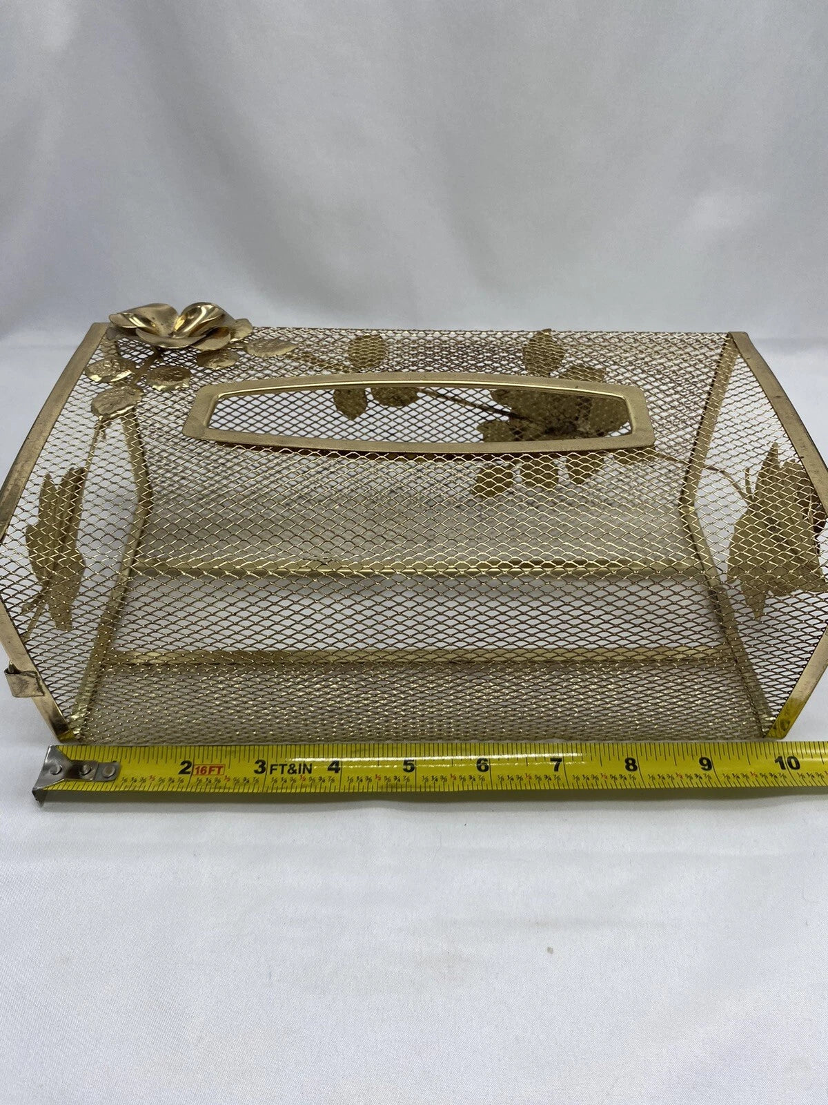 Vtg Tissue Box Cover Holder HOLLYWOOD REGENCY Gold Tone Metal MCM Kleenex | eBay