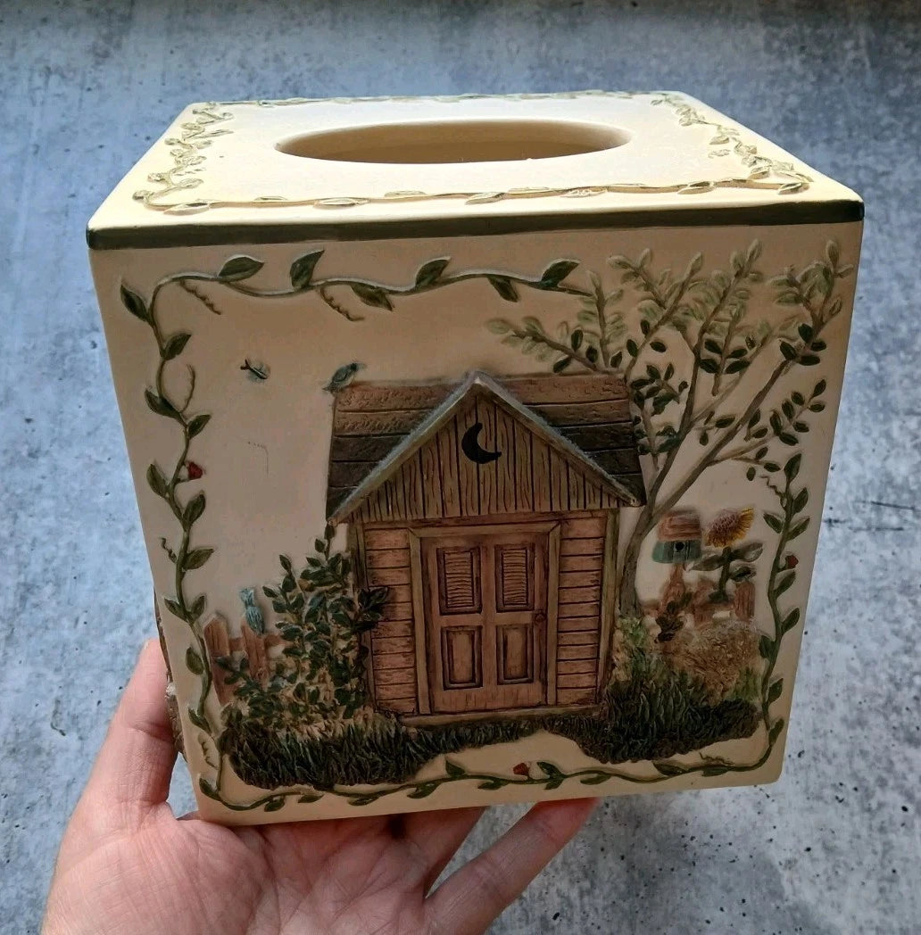 Linda Spivey 2003 Expressions Outhouse Tissue Box Cover Hand Painted Cabin Decor | eBay