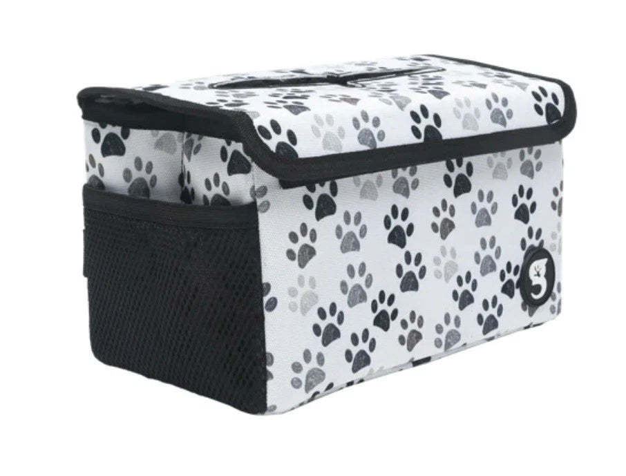 geckobrands Portable Car Headrest Visor Tissue Box Gray & White Paw Print Design | eBay