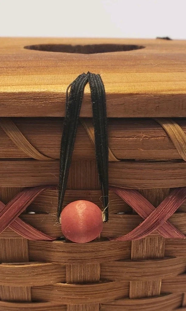 Vintage Wicker Tissue Box with Wooden Lid and Red Accents | eBay