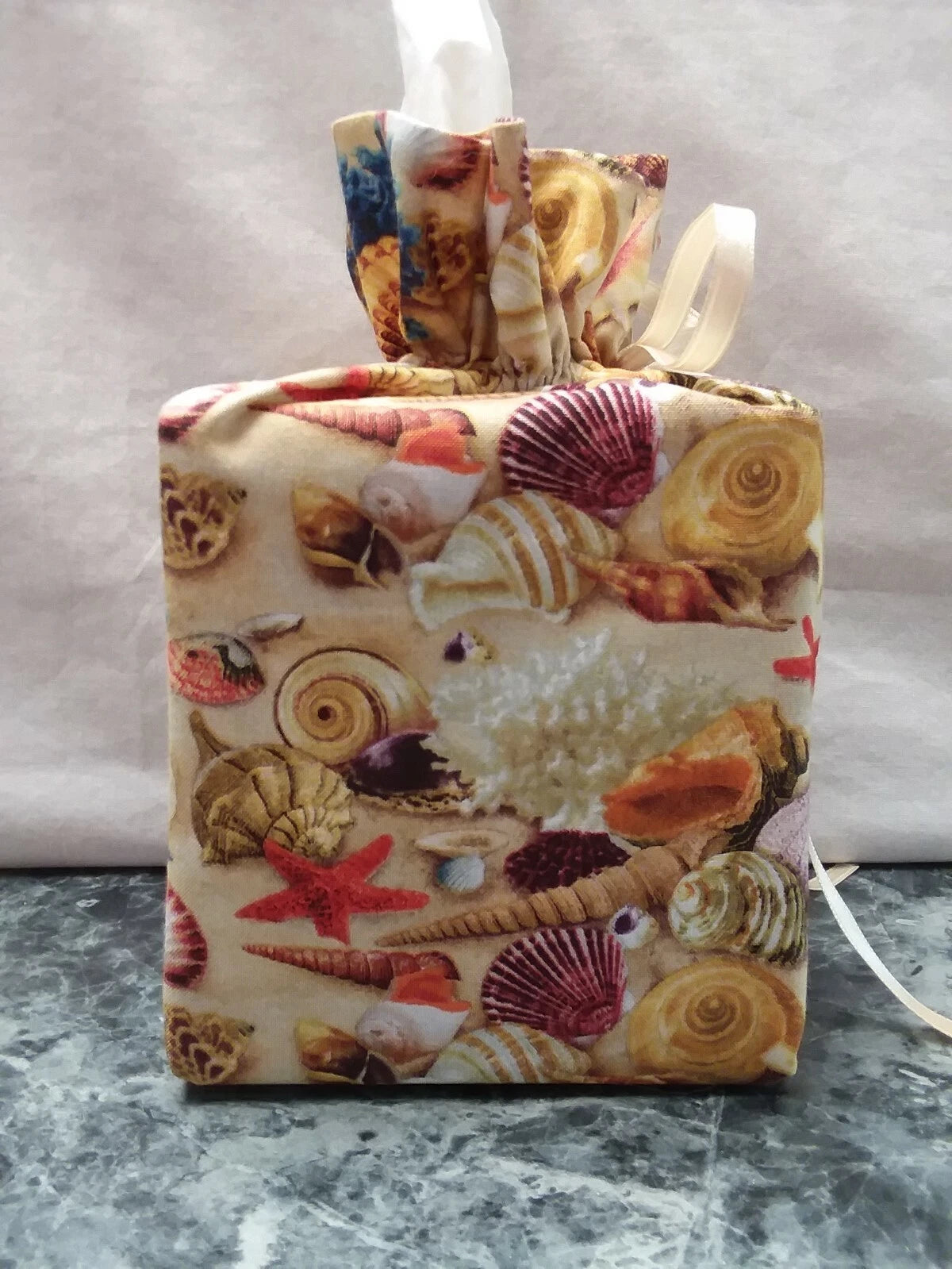Seashells (Sea Shells) Handmade square tissue box cover on cotton fabric | eBay