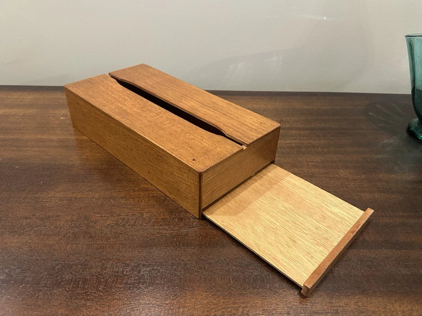 Vintage 1960s Teak Tissue Box Holder Made in Japan with Sliding Bottom | eBay