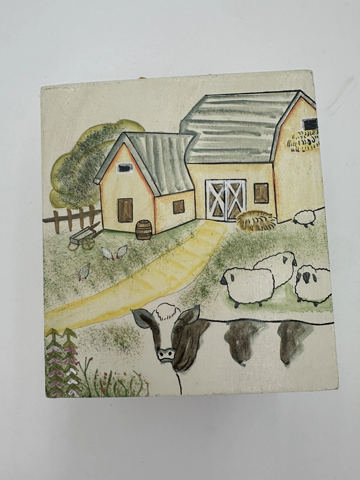 Farm Scenes With Animals Tissue Storage Box Holder Wooden Cover | eBay