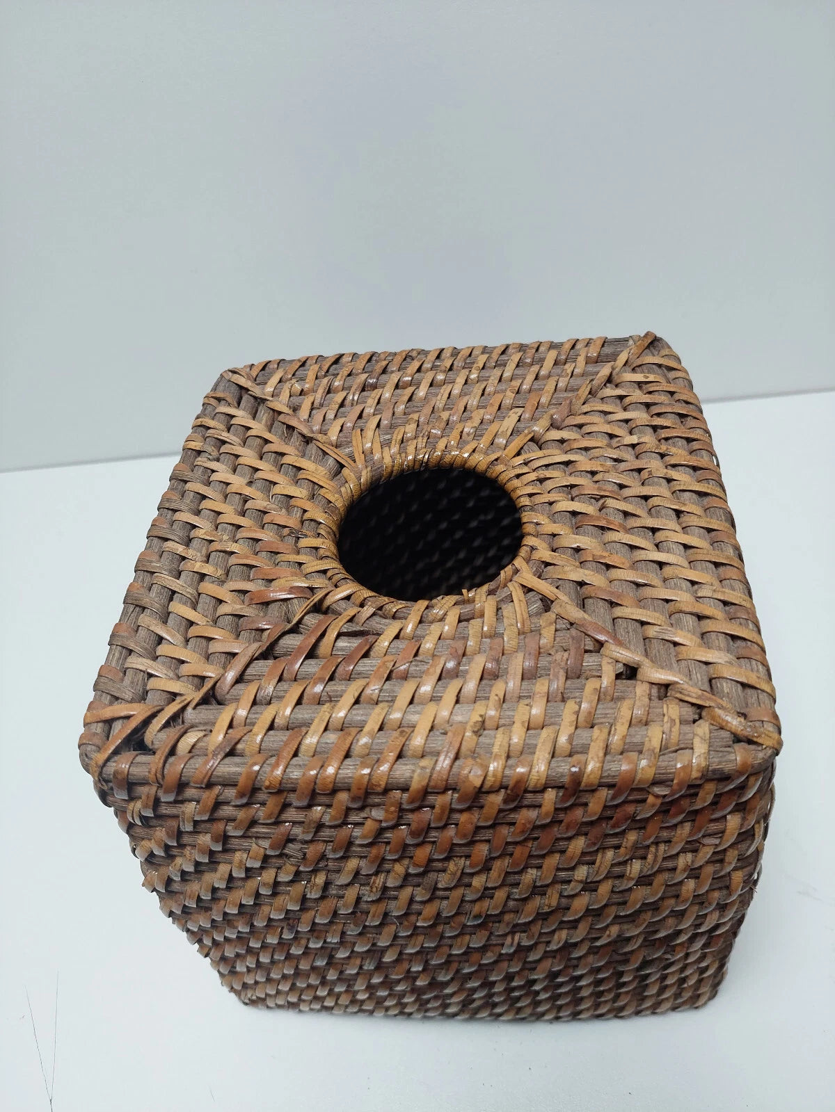 Vintage Wicker Rattan Wood Square Tissue Box Cover Holder Tropical Coastal 6.5x6 | eBay