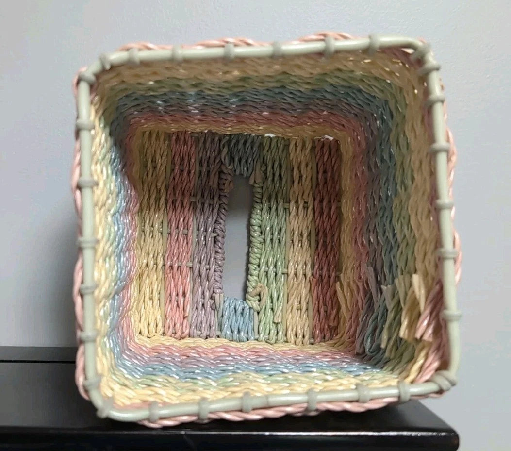Pastel Woven Plastic Wicker Rattan Tissue Box Cover Holder Cube Square | eBay