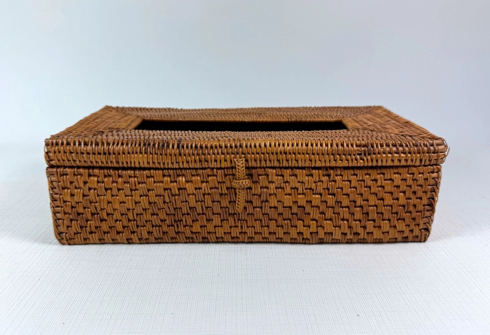 Vintage Wicker Rattan Woven Basket Long Tissue Box Cover Holder Box with Latch | eBay