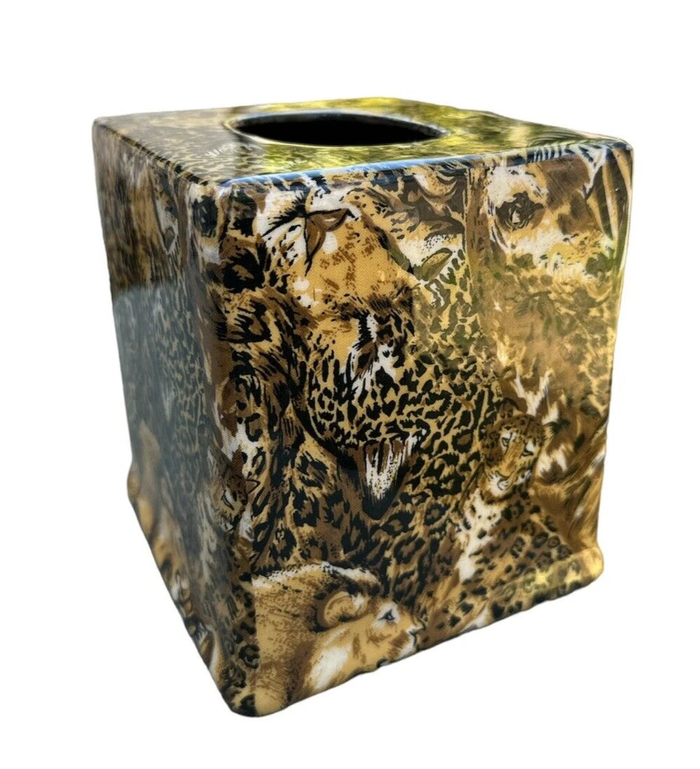 African Safari Tissue Box Cover Lions Leopard Giraffe Cheetah Design. New | eBay