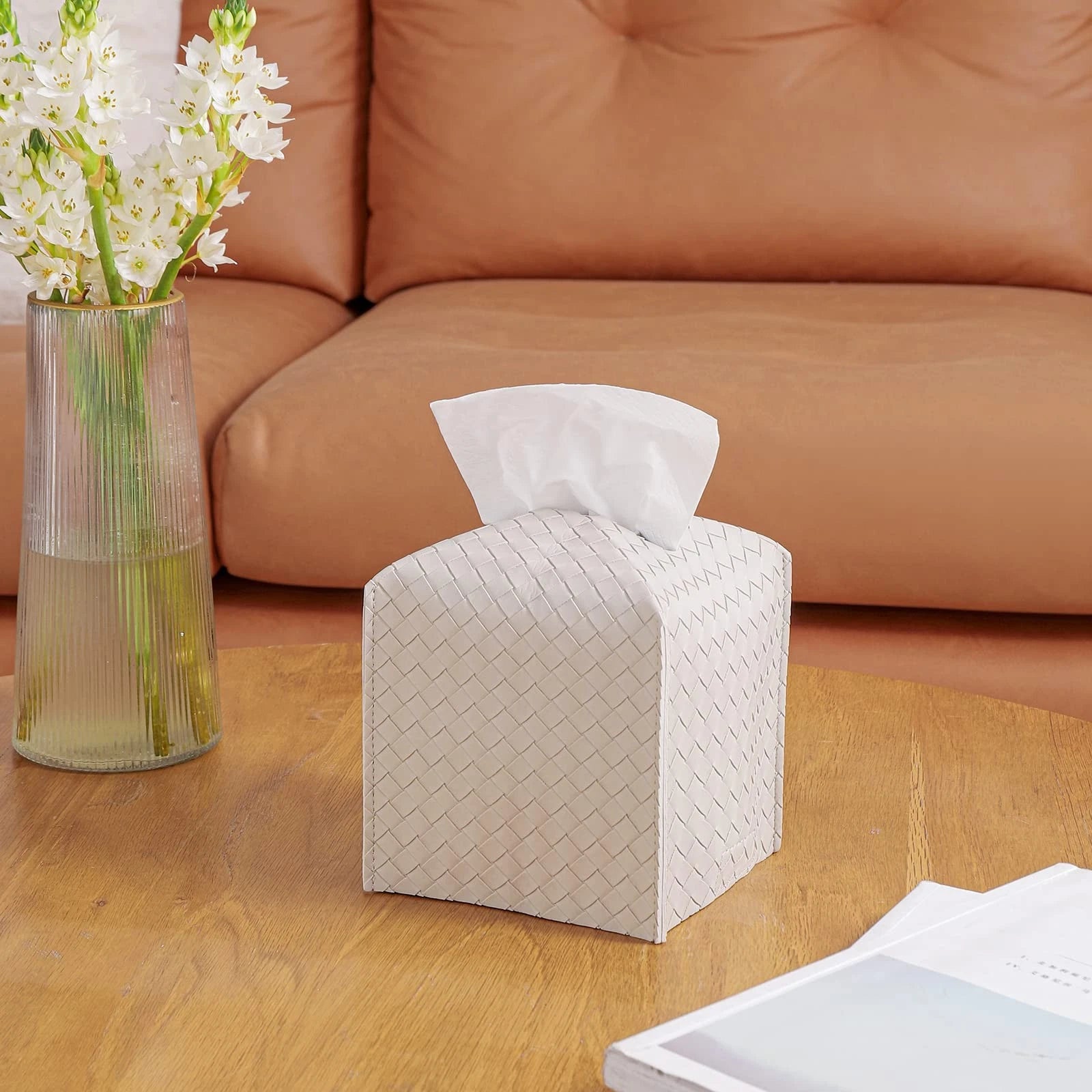 5x5x5 Inch White Leather Tissue Box Cover for Bathroom Vanity Desk Nightstand | eBay