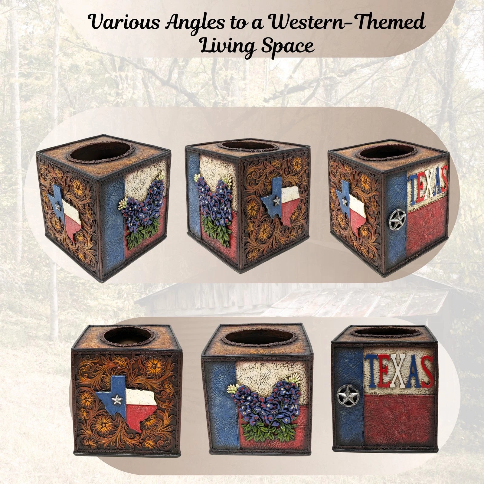 Tooled Leather Texas Tissue Box Cover – Rustic Southwestern Décor | eBay