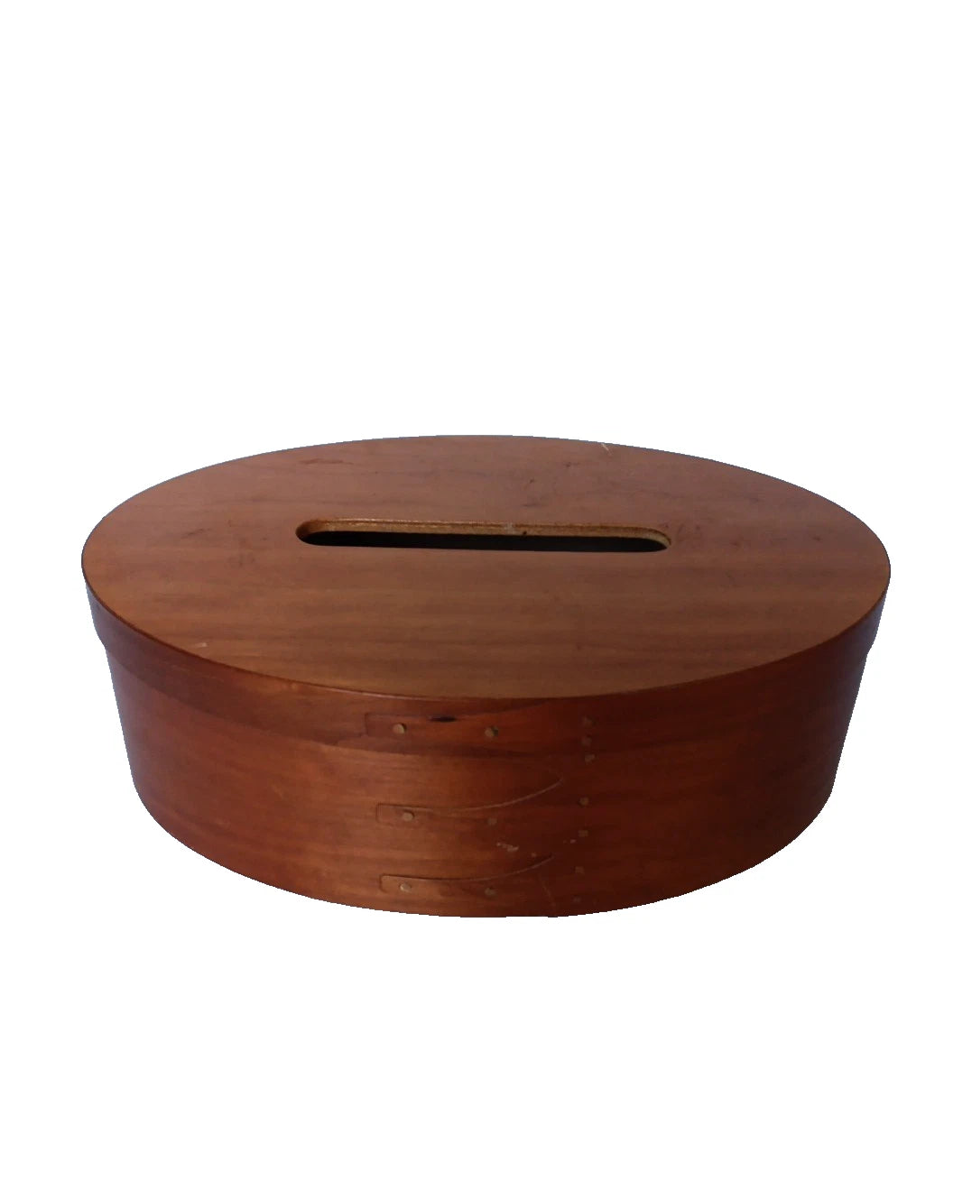 Vintage Shaker Style Oval Wood Tissue Holder Box w/Cover Copper Nails 12" x 9" | eBay
