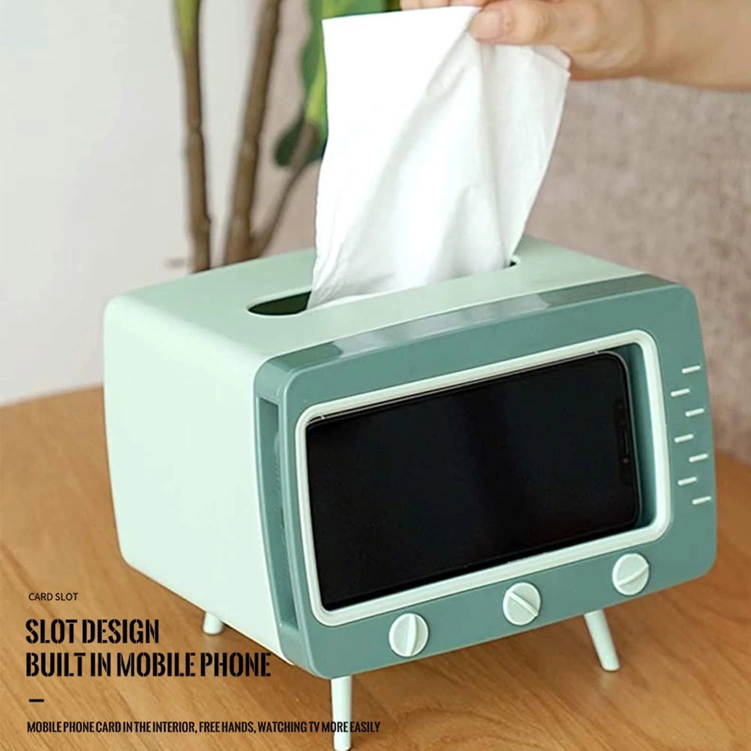 Retro TV Tissue Box Cover with Phone Holder for Home and Bathroom | eBay