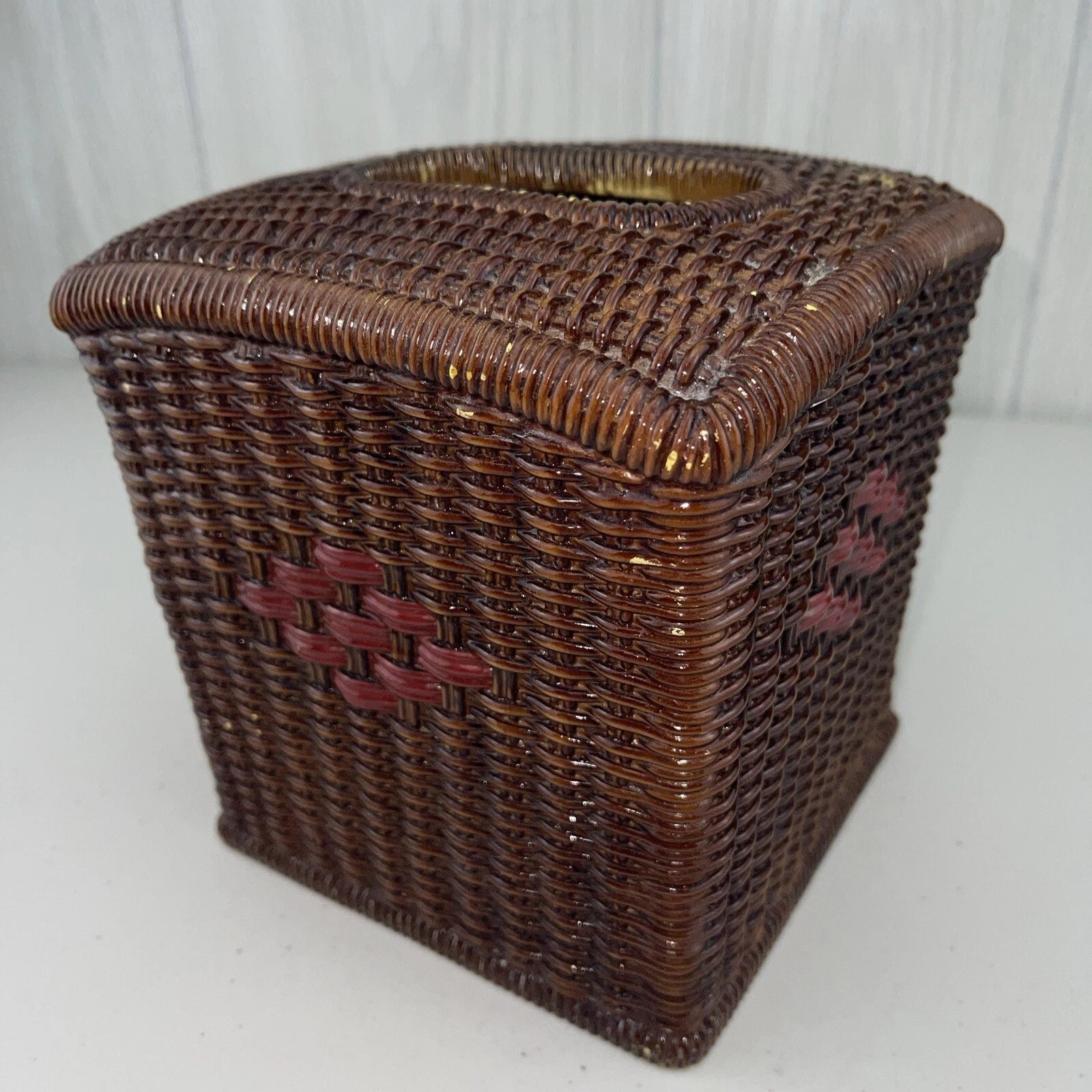 CERAMIC JC Penney Vintage Tissue Box Cover Wicker-Look | eBay