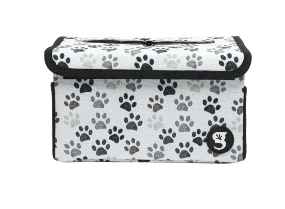 geckobrands Portable Car Headrest Visor Tissue Box Gray & White Paw Print Design | eBay