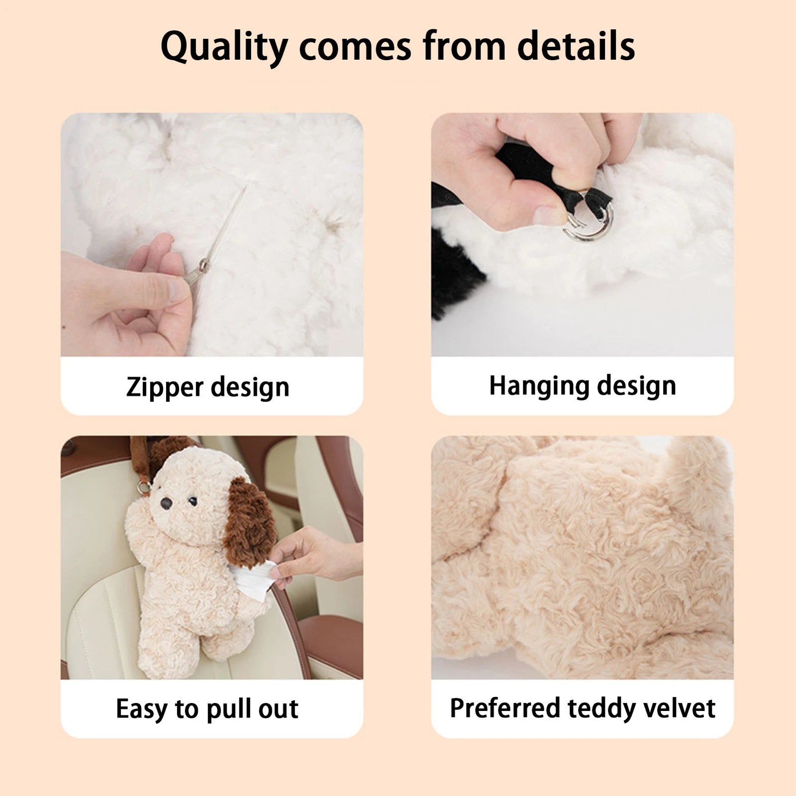 Car Tissue Box Dog Plush Animal Dog Home Car Tissue Box Cover Holder | eBay