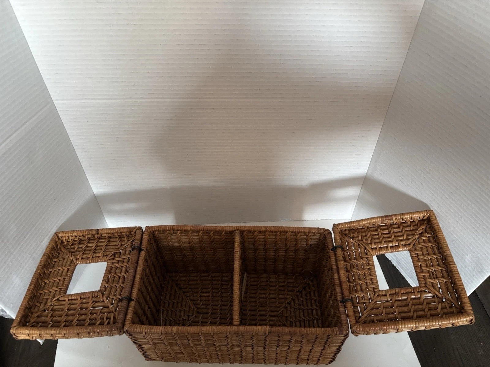Wicker Tissue Box Double Holder Woven Rattan 6.5”T X 11”W X 6”D 2 Hinged Lids | eBay