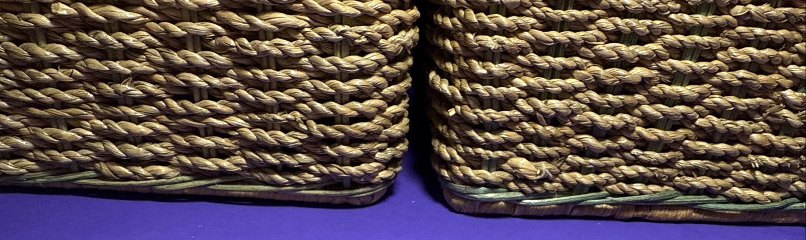 Square Natural Woven Wicker Green Detail Tissue Box Holder Plant Boho Retro G’ma | eBay