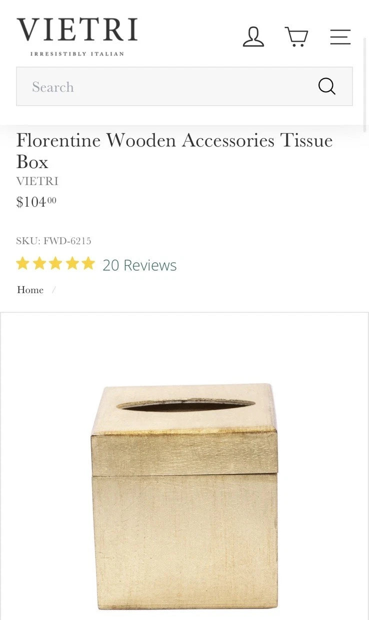 VIETRI Florentine Wooden Gold Leaf Tissue Box FLORENCE, ITALY $104 | eBay