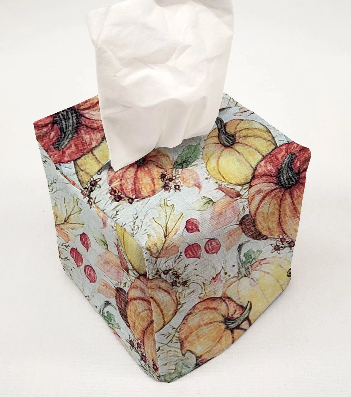 Fall Pumpkins & Leaves Tissue Box Cover | eBay
