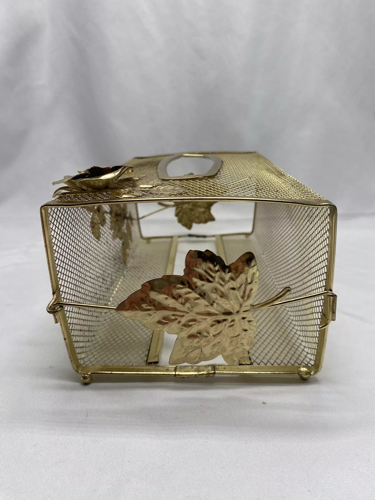 Vtg Tissue Box Cover Holder HOLLYWOOD REGENCY Gold Tone Metal MCM Kleenex | eBay