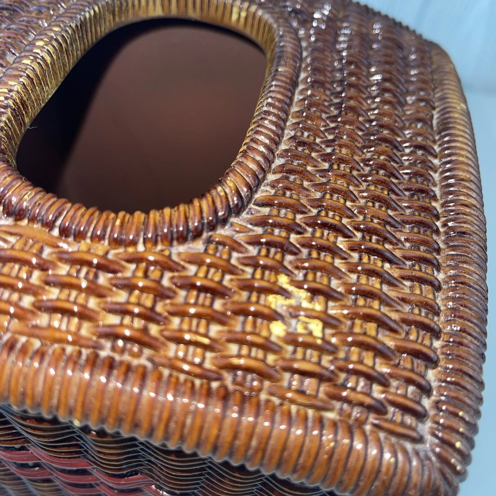 CERAMIC JC Penney Vintage Tissue Box Cover Wicker-Look | eBay