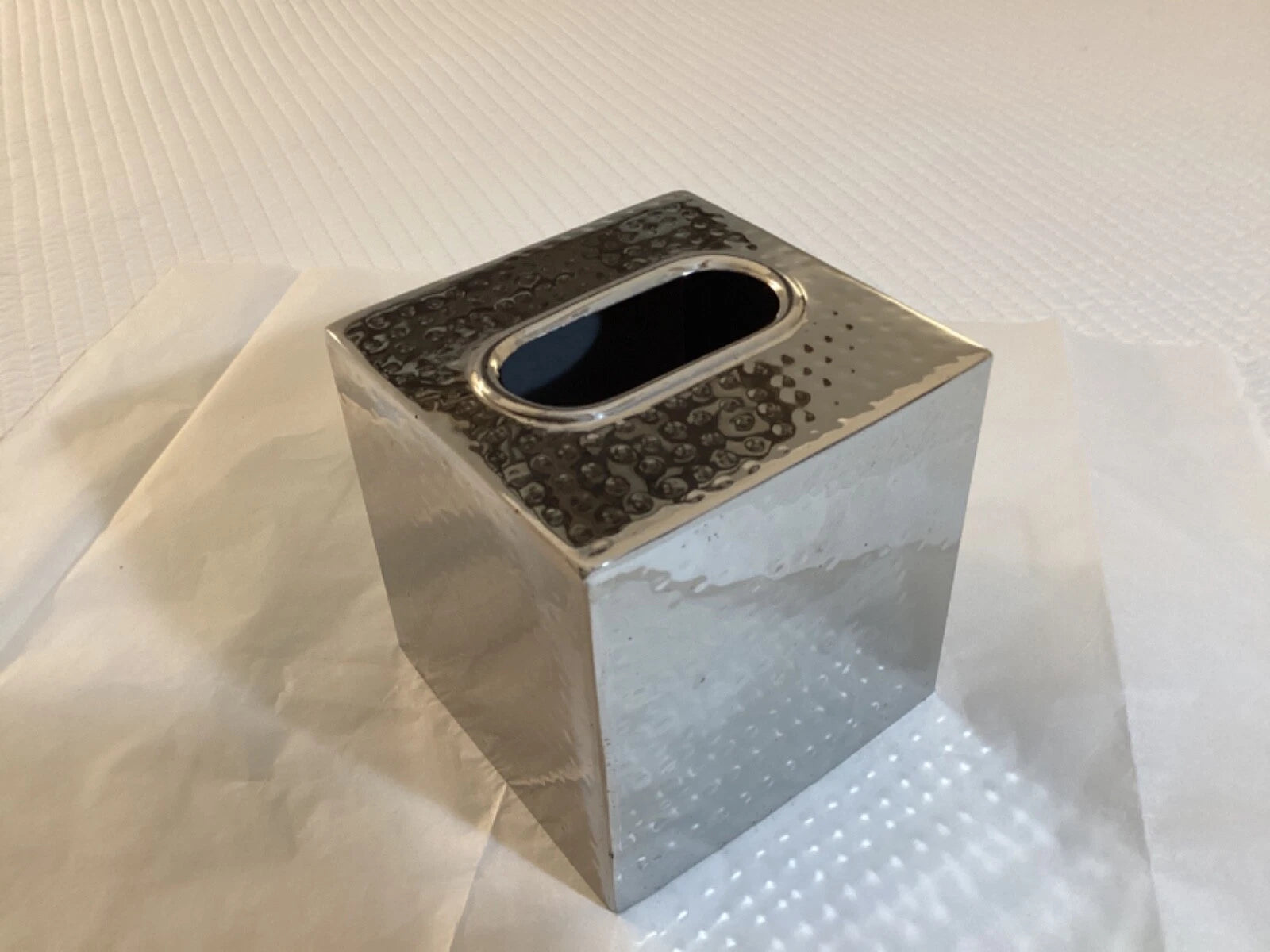 Textured Silver Metal India Boutique Tissue Box Cover EXCELLENT Condition | eBay