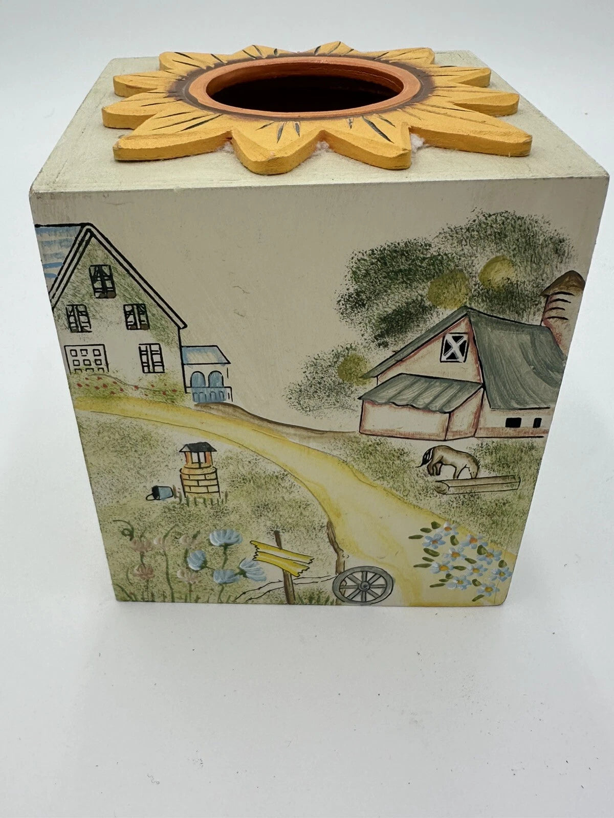 Farm Scenes With Animals Tissue Storage Box Holder Wooden Cover | eBay