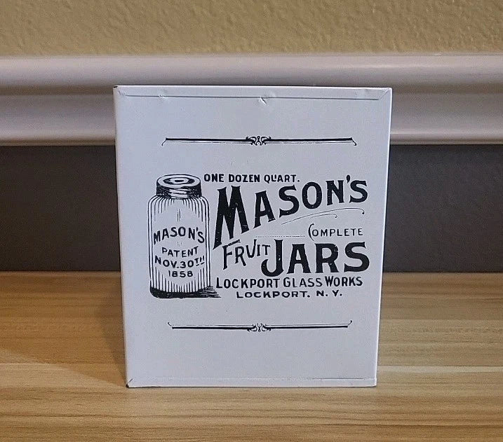 Vintage Tin Mason's Jars Logo Square Tissue Box Cover | eBay
