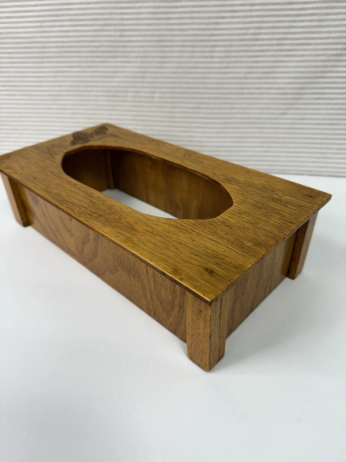 Vintage MCM Wooden Marquetry Tissue Box Cover With Hummingbird Engraved Design | eBay