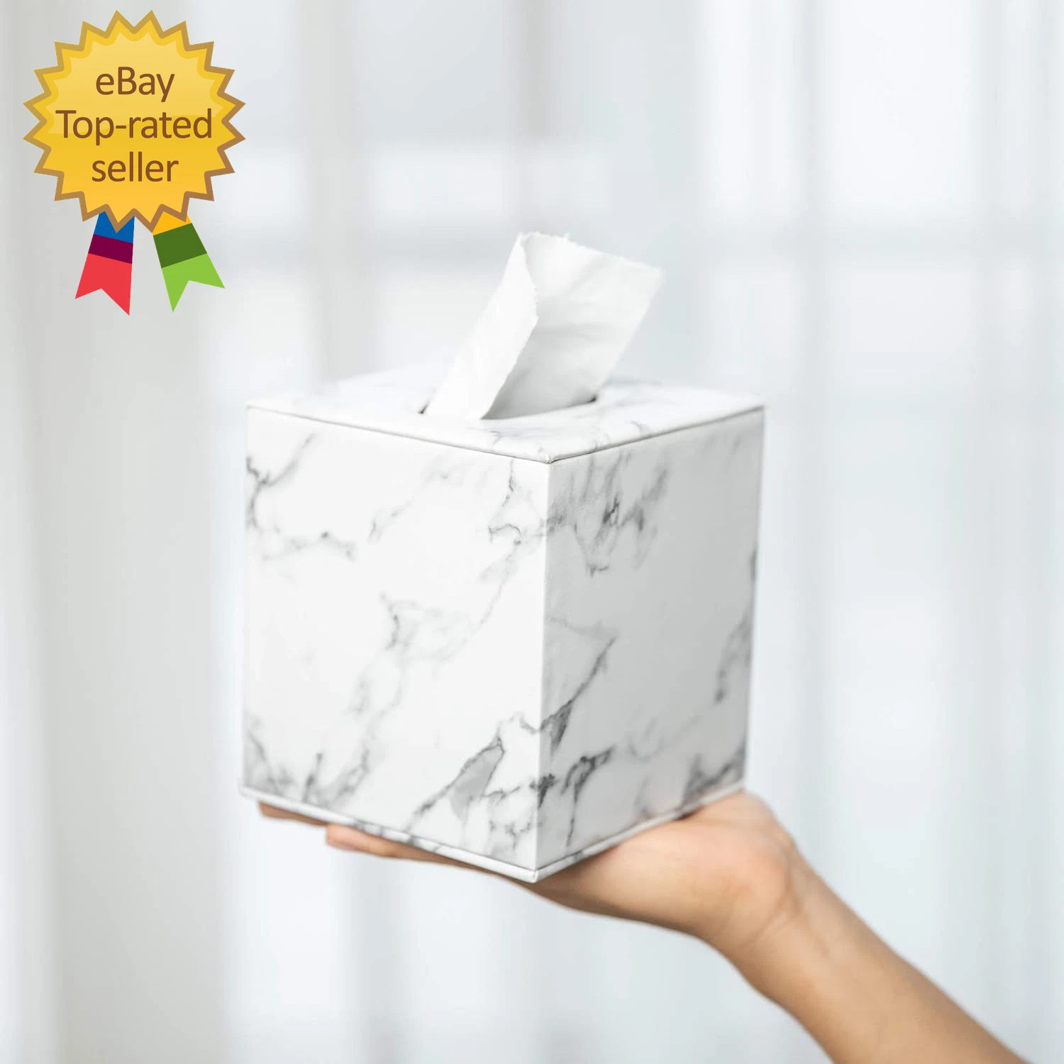 Tissue Box Cover Square Modern Marble Style Marble Stripes PU Leather | eBay