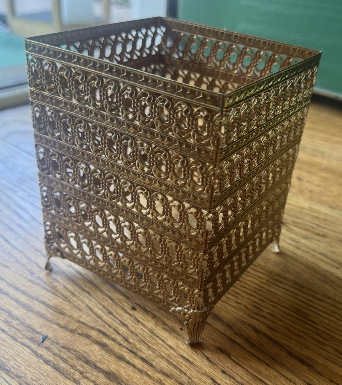 Vintage Brass Filigree Tissue Box Cover | Ornate Hollywood Regency Vanity Decor | eBay