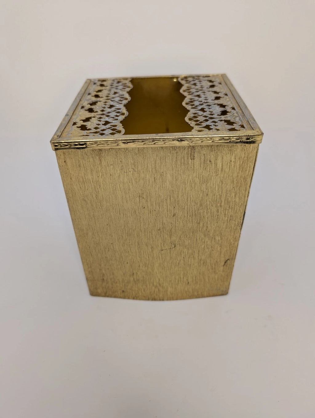 Vintage Mid Century Metal Square Gold Rose Tissue Box Cover | eBay