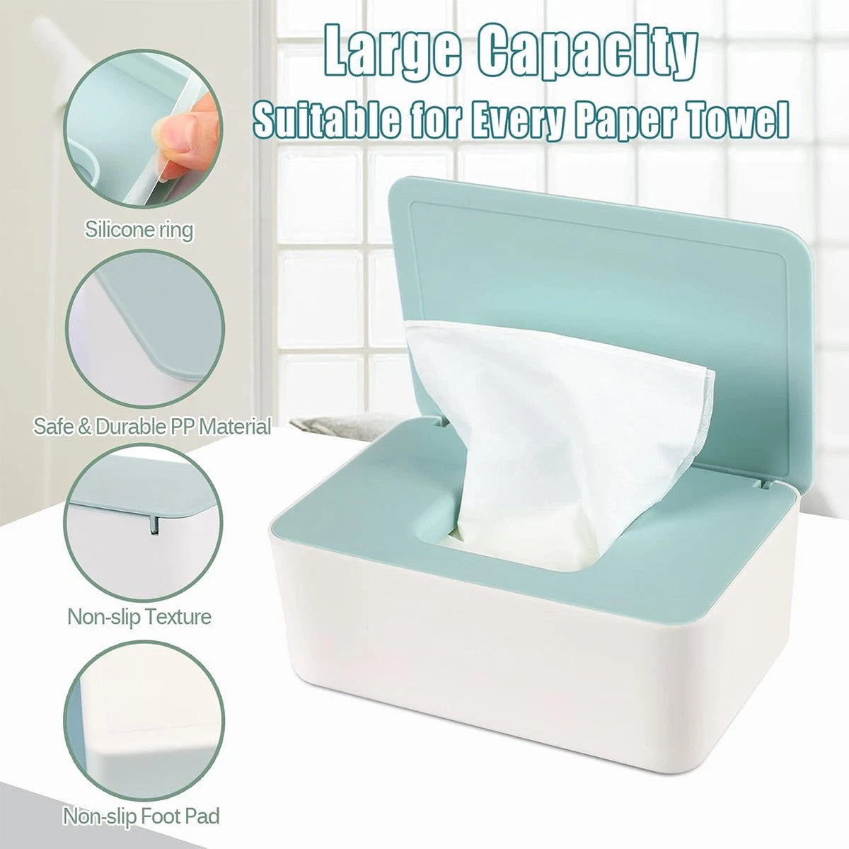 Diaper Wipes Dispenser, Baby Wipe Holder, Wipe Container with Non-Slip Feet,gree | eBay