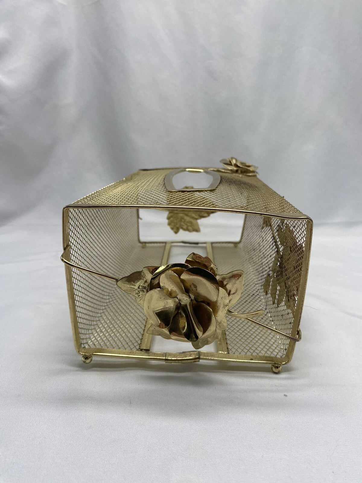 Vtg Tissue Box Cover Holder HOLLYWOOD REGENCY Gold Tone Metal MCM Kleenex | eBay