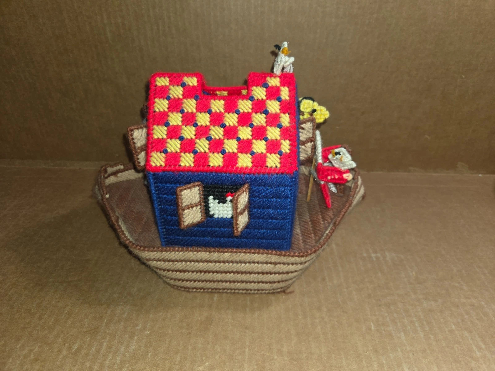 Tissue Box Holder Square Needlepoint Noahs Ark | eBay