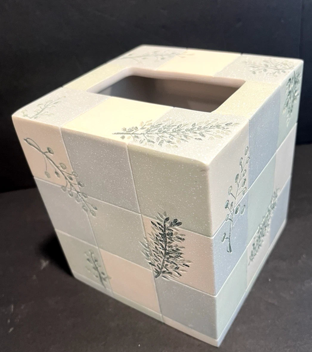 Croscill Rainier Everest Ceramic Tissue Box Cover Holder Green Botanical NEW | eBay
